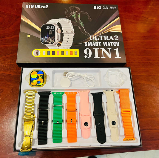 H19 Smart Watch 9 IN 1 (Special Gold Strap)