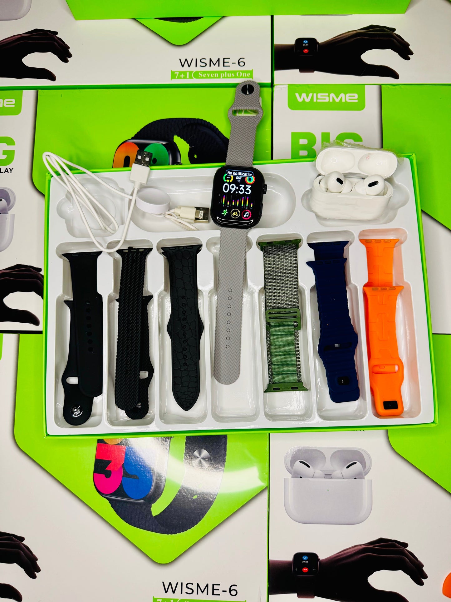 Special WisMe Smart Watch With 7 Straps And Airpods(Apple Copy)